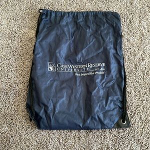 Navy blue case western university drawstring bag